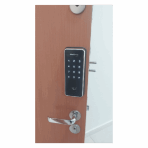 Fechadura digital FR 201 sobrepor intelbras instalada-Externo